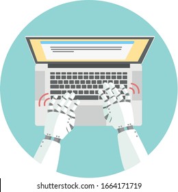 artificial intelligence robot using computer keyboard