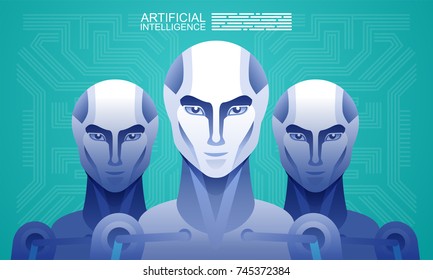 Artificial Intelligence Robot Vs Human Vector Stock Vector (Royalty ...