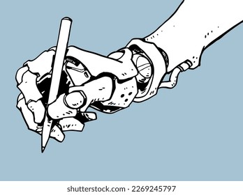 Artificial Intelligence Robotic Hand write and drawing,  illustration vector