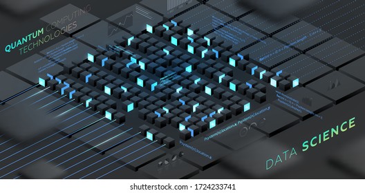Artificial intelligence and robotic quantum computing processor concept for business technology, engineering and innovations design. Eps10 vector illustration