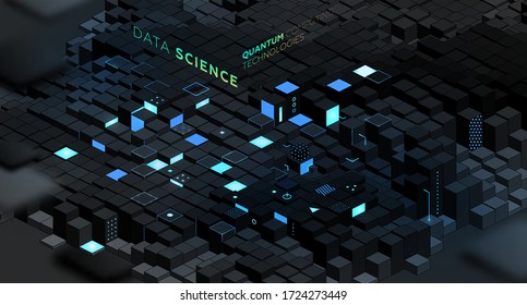 Artificial intelligence and robotic quantum computing processor concept for business technology, engineering and innovations design. Eps10 vector illustration