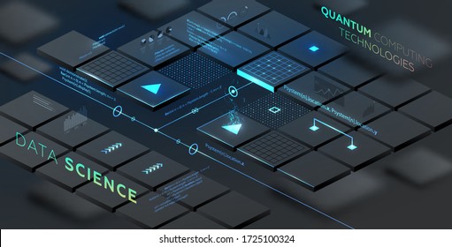 Artificial intelligence and robotic quantum computing processor concept for business technology, engineering and innovations design. Eps10 vector illustration