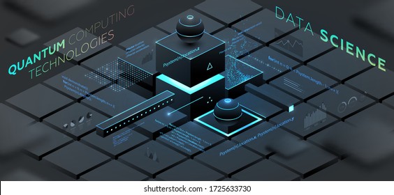 Artificial intelligence and robotic quantum computing processor concept for business technology, engineering and innovations design. Eps10 vector illustration