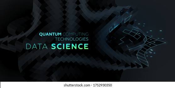 Artificial intelligence and robotic quantum computing processor concept for business technology, big data and database engineering and innovations design. Eps10 vector illustration.