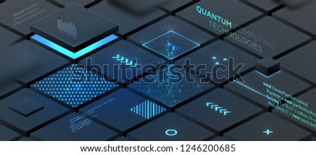 Artificial intelligence and robotic quantum computing processor concept for business technology, engineering and innovations design. Eps10 vector illustration