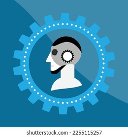 Artificial intelligence, robotic technology icon vector.