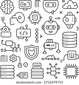 Icons für künstliche Intelligenz und Robotertechnik