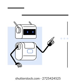 Artificial intelligence, robotics, digital assistance, automation, futuristic concepts, machine interactivity. A robotic figure pointing at an element. Artificial intelligence and robotics concept