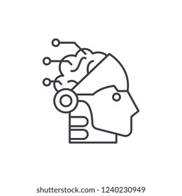 Artificial intelligence and robotics line icon concept. Artificial intelligence and robotics vector linear illustration, symbol, sign