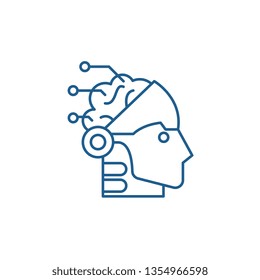 Artificial intelligence and robotics line icon concept. Artificial intelligence and robotics flat  vector symbol, sign, outline illustration.