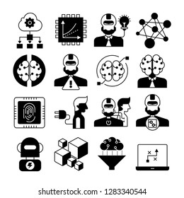 artificial intelligence and robotics technology icons