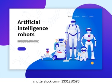 Artificial Intelligence Robots Concept Web Banner Stock Vector (Royalty ...