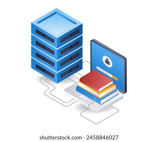 Artificial intelligence for school education infographic 3d flat isometric illustration