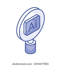 Artificial intelligence searching icon design, isometric vector