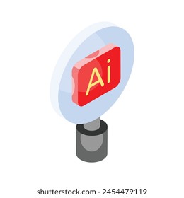 Artificial intelligence searching icon design, isometric vector