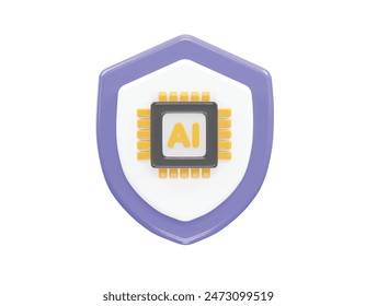 Artificial Intelligence security 3D icon illustration