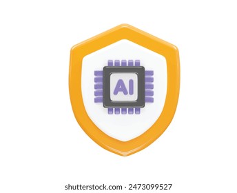 Artificial Intelligence security 3D icon illustration