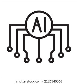 artificial intelligence security icon, tech industry, simple vector design. Best used for banner or application