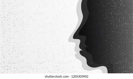Artificial intelligence Security on white Circuit technology background,intelligence and hacker concept,vector illustration.