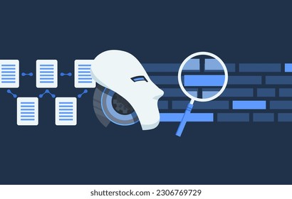 Artificial Intelligence Semantic Search with Language Models from Private Local Documents Robot Vector Illustration Concept