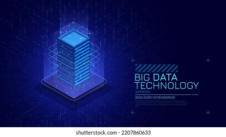 Artificial Intelligence Server 3D Cube Isometric Icon. Big Data Server Storage. Machine Learning Algorightms and Data. Technology and Computer Science Icon Design. Vector Illustration.