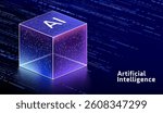 Artificial Intelligence Server Big Data Machine Learning Algorithms 3D Cube Isometric Icon Data Storage Computational Processes AI Optimization Digital Technology Information System Efficiency