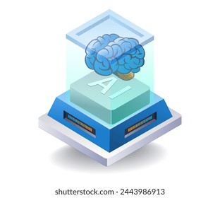 Artificial intelligence server technology concept, flat isometric 3d illustration