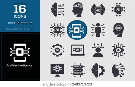 Artificial Intelligence Set of high-quality icons that are suitable for Artificial Intelligence. And change your next projects with minimalist icon design, perfect for websites, mobile apps, books.