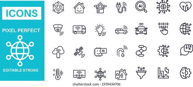 Artificial Intelligence - set of line vector icons vector design 