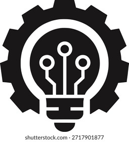 Artificial intelligence showing brain gears icon as process of thinking and new innovation design of creative idea generation and mechanical solution.