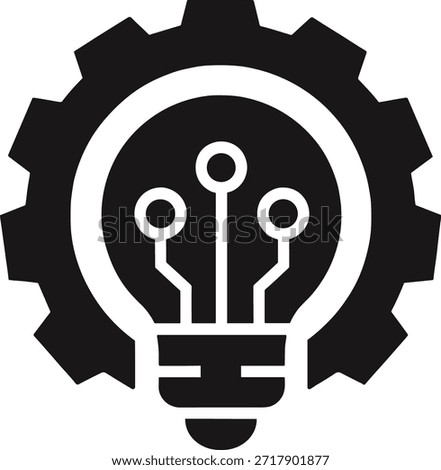Artificial intelligence showing brain gears icon as process of thinking and new innovation design of creative idea generation and mechanical solution.