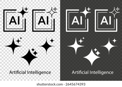 Artificial intelligence sign pixel perfect. AI star and square icon. Artificial intelligence technology and machine learning concept. Eps 10