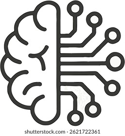 Ícones vetoriais de silhueta de inteligência artificial - isolados em fundo branco, inclui IA, aprendizagem automática e símbolos de tecnologia cibernética para web, interface de usuário de aplicativo móvel e design de impressão.