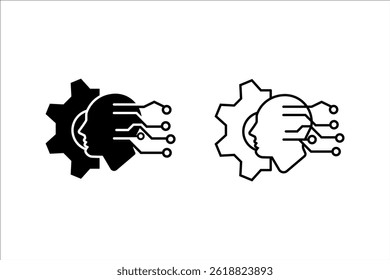  Artificial Intelligence. Smart hardware.Vector linear icon isolated on white background.