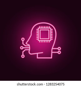 Artificial intelligence smart human icon. Elements of artifical in neon style icons. Simple icon for websites, web design, mobile app, info graphics