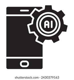 Artificial intelligence smart phone ai icon. vector illustration.
