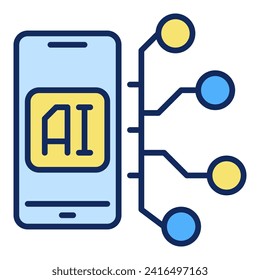 Inteligencia artificial Inteligencia Inteligente Teléfono inteligente Gadget vector AI Smartphone concepto icono o signo de color