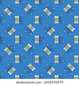 Inteligencia artificial Inteligencia Inteligencia Inteligente Gadget vector AI Smartphone concepto color Patrón sin dificultad