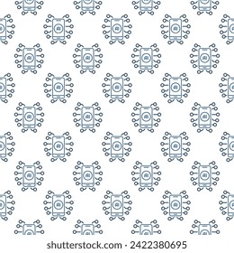 Artificial Intelligence in Smart Phone vector AI in Mobile Device concept seamless pattern in thin line style