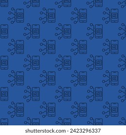 Artificial Intelligence Smart Phone vector AI Smartphone concept Seamless Pattern in outline style