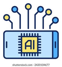 Artificial Intelligence Smartphone with AI Technology vector concept colored icon or design element