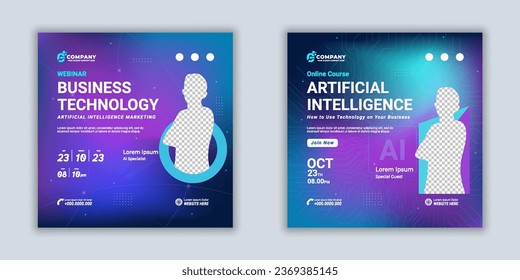 artificial intelligence social media template for digital agency, digital marketing, webinar or seminar