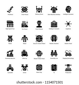
Artificial Intelligence Solid Vector Icons Set
