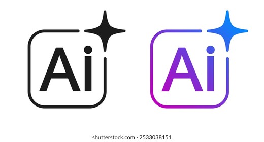 Geração de logotipo estrela de inteligência artificial, colorido gerar AI botão, sinal gerado, bate-papo com aplicativo AI, conceito de ferramenta on-line de inteligência artificial, prompt de comando para gerar resposta