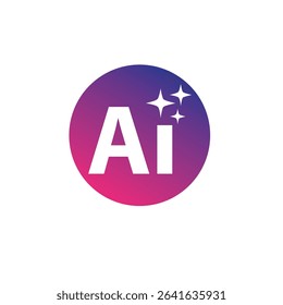 Artificial intelligence star logo generation, colored generate AI button, generated sign, chat with AI application, artificial intelligence online tool concept, command prompt to generate answer