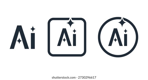 Símbolo de estrella de inteligencia artificial. AI. Ilustración de icono lineal de Vector aislado sobre fondo blanco.