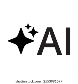 Artificial intelligence stars logo generation, generate AI button, generated sign, chat with AI, artificial intelligence online tool concept vector icon