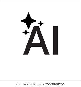 Artificial intelligence stars logo generation, generate AI button, generated sign, chat with AI, artificial intelligence online tool concept vector icon