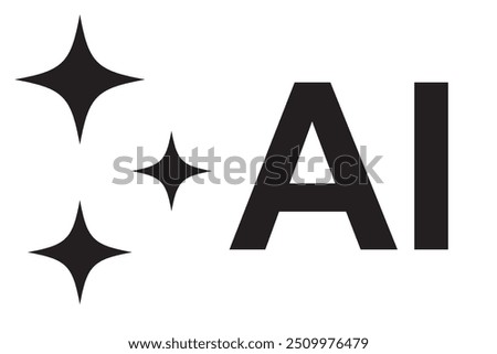 Artificial intelligence stars logo generation, generate AI button, generated sign, chat with AI, artificial intelligence online tool concept, command prompt to generate answer