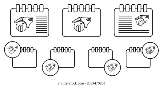 Artificial intelligence statistic concept line vector icon in calender set illustration for ui and ux, website or mobile application